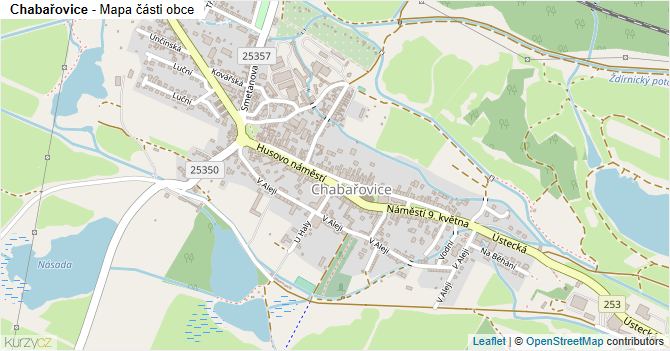 Chabařovice - mapa části obce