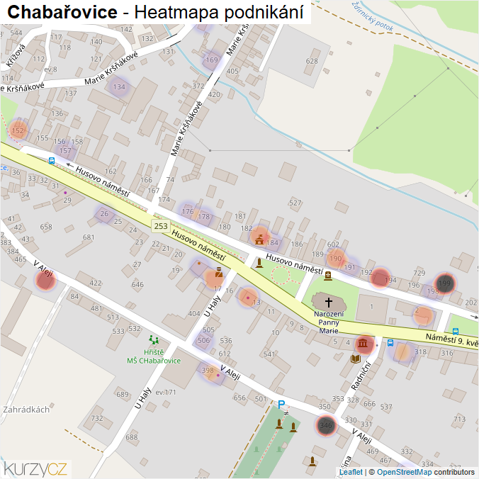 Mapa Chabařovice - Firmy v části obce.