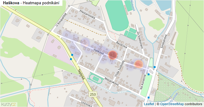 Haškova - mapa podnikání