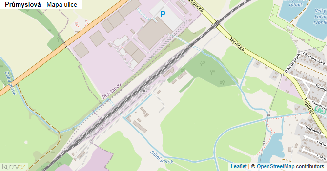 Průmyslová - mapa ulice