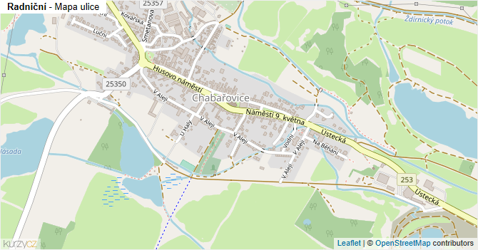 Radniční - mapa ulice