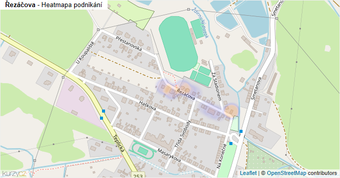 Řezáčova - mapa podnikání