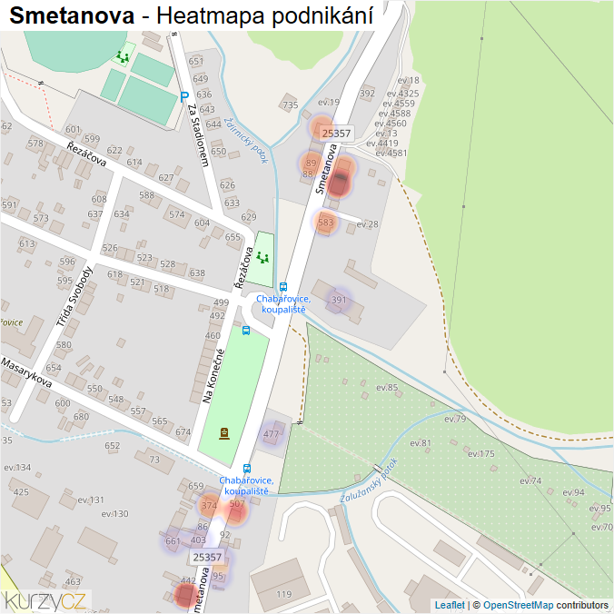 Mapa Smetanova - Firmy v ulici.