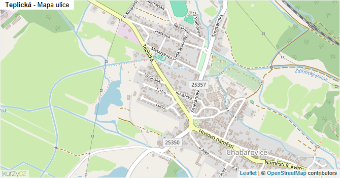 Teplická - mapa ulice