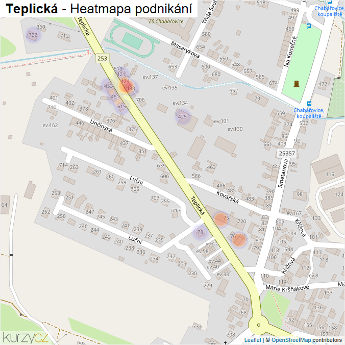 Mapa Teplická - Firmy v ulici.