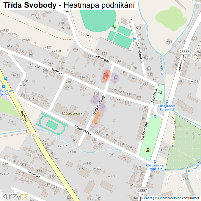 Mapa Třída Svobody - Firmy v ulici.