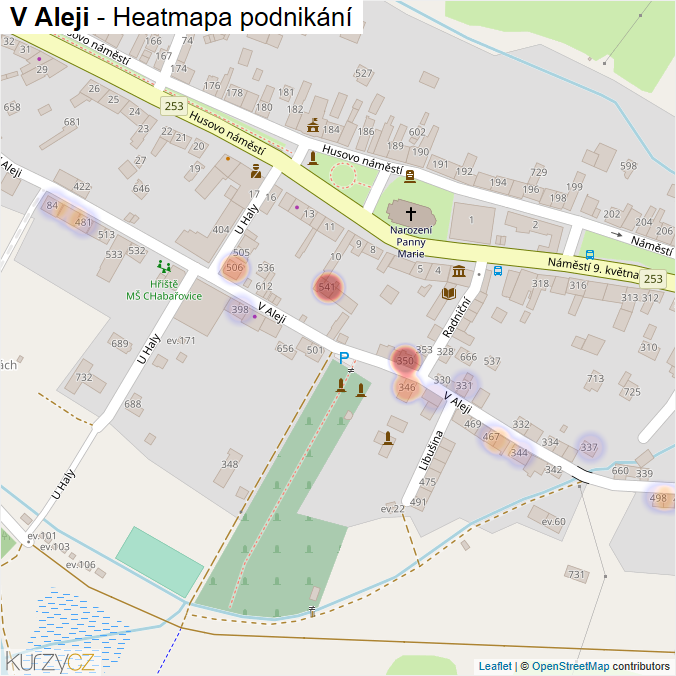 Mapa V Aleji - Firmy v ulici.