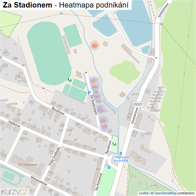 Mapa Za Stadionem - Firmy v ulici.