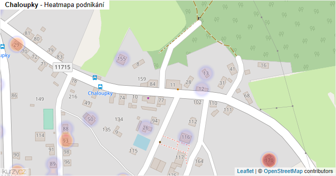 Chaloupky - mapa podnikání
