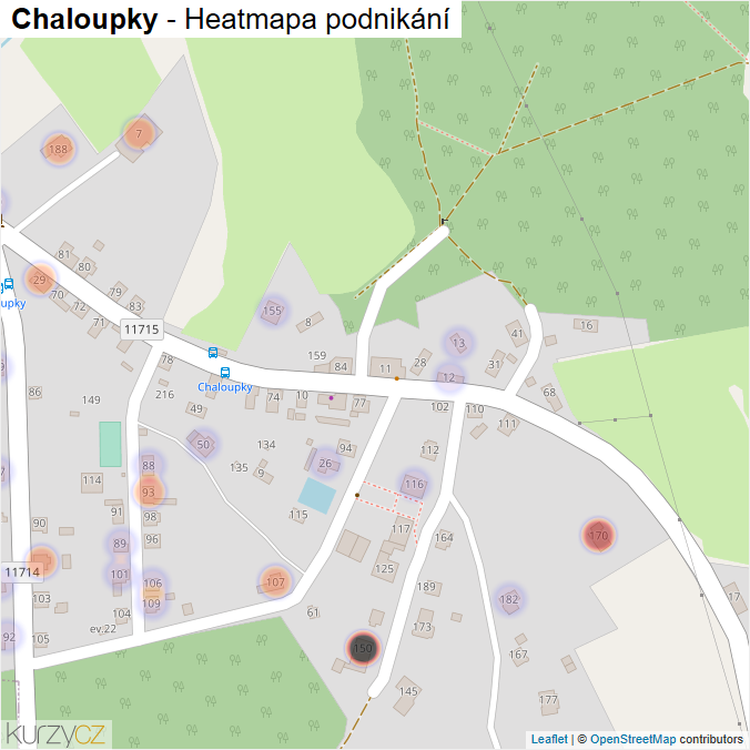 Mapa Chaloupky - Firmy v části obce.