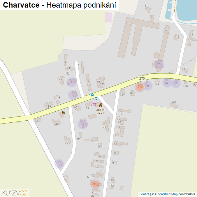 Mapa Charvatce - Firmy v části obce.