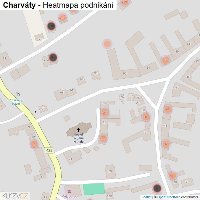 Mapa Charváty - Firmy v obci.