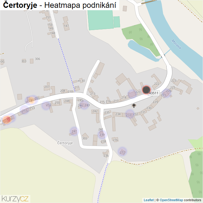 Mapa Čertoryje - Firmy v části obce.