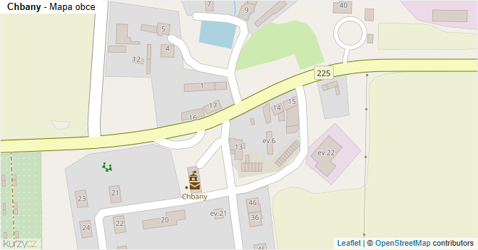 Chbany - mapa obce