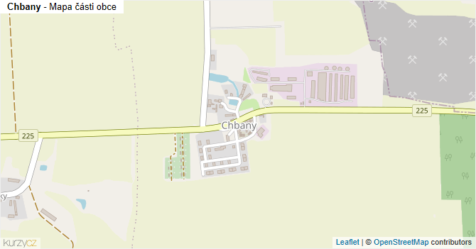 Chbany - mapa části obce
