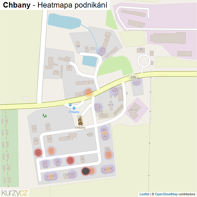 Mapa Chbany - Firmy v části obce.