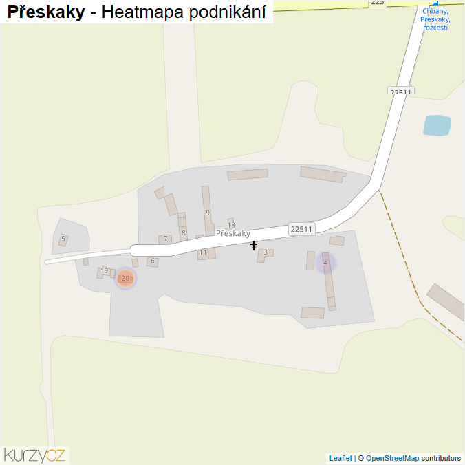 Mapa Přeskaky - Firmy v části obce.