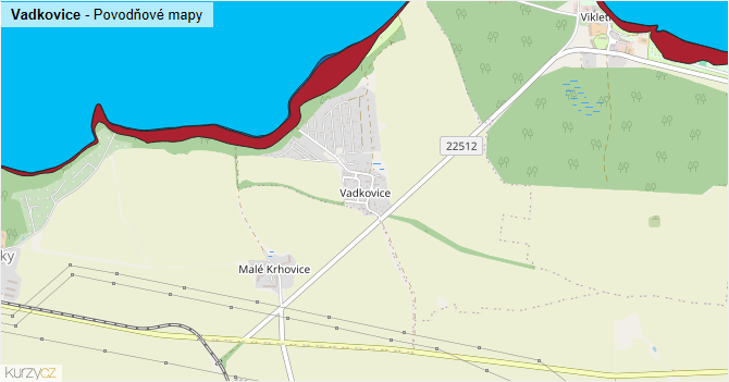 Vadkovice - záplavové mapy stoleté vody