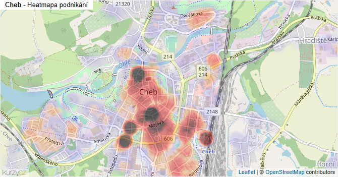 Cheb - mapa podnikání