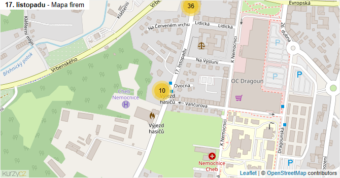 17. listopadu - mapa firem