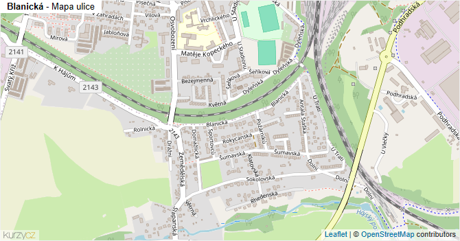 Blanická - mapa ulice