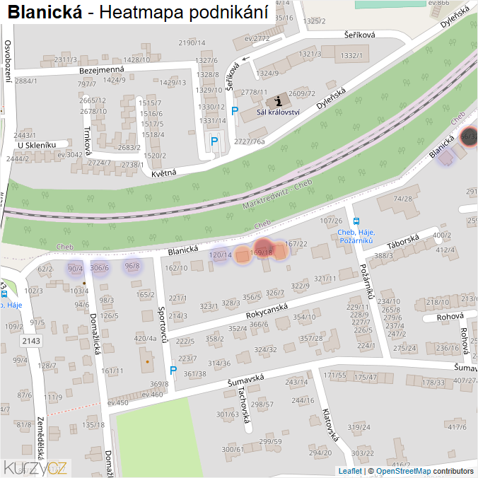 Mapa Blanická - Firmy v ulici.