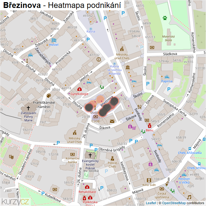 Mapa Březinova - Firmy v ulici.