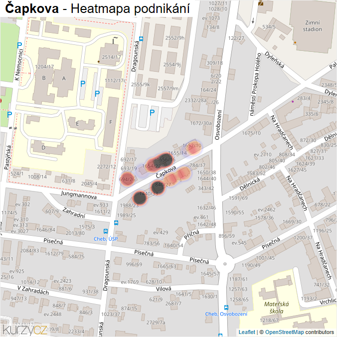 Mapa Čapkova - Firmy v ulici.