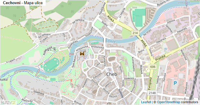 Cechovní - mapa ulice