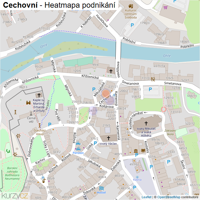 Mapa Cechovní - Firmy v ulici.