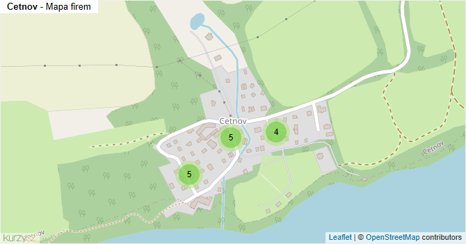 Cetnov - mapa firem