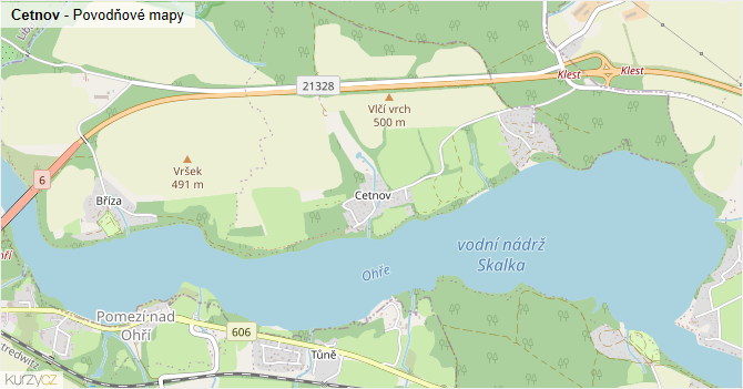 Cetnov - záplavové mapy stoleté vody