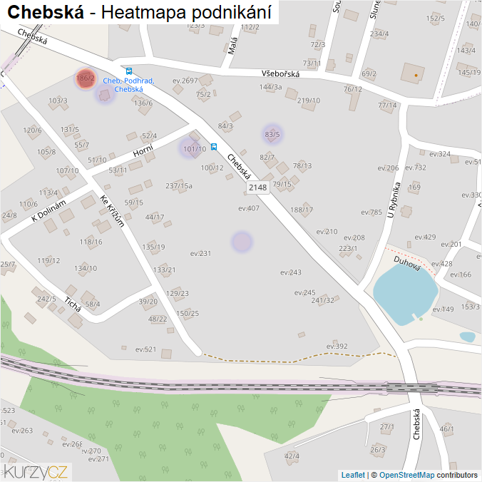Mapa Chebská - Firmy v ulici.