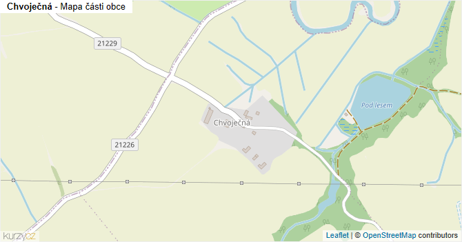 Chvoječná - mapa části obce