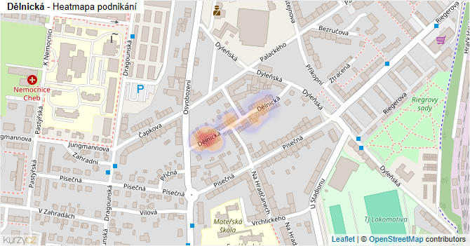 Dělnická - mapa podnikání