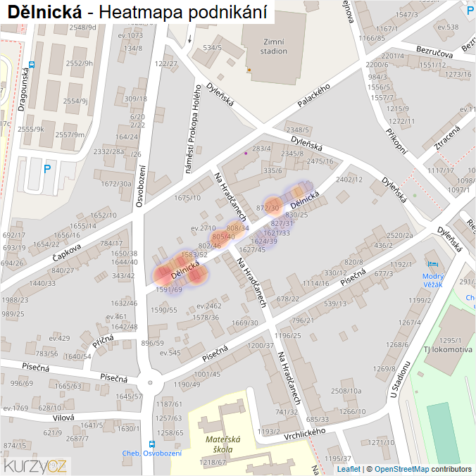 Mapa Dělnická - Firmy v ulici.