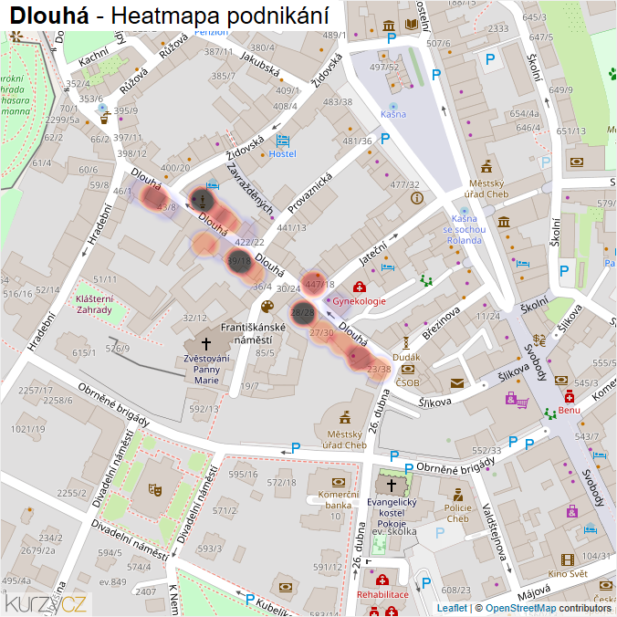Mapa Dlouhá - Firmy v ulici.