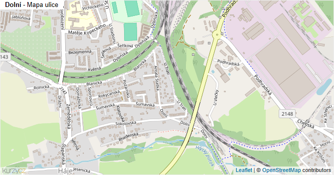 Dolní - mapa ulice