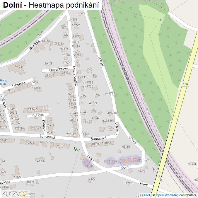 Mapa Dolní - Firmy v ulici.