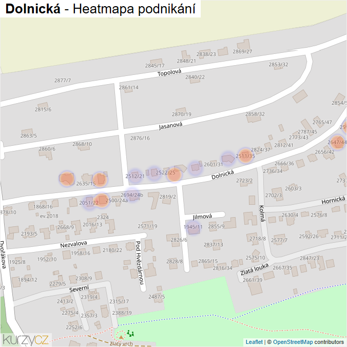 Mapa Dolnická - Firmy v ulici.