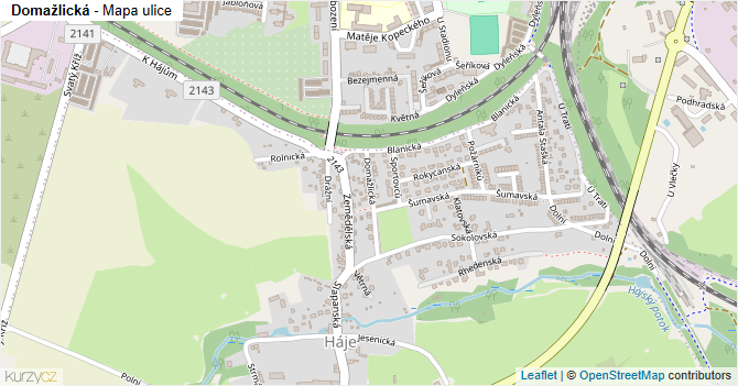 Domažlická - mapa ulice