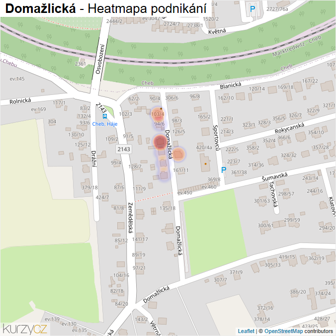 Mapa Domažlická - Firmy v ulici.