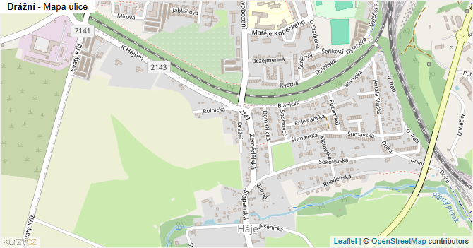 Drážní - mapa ulice