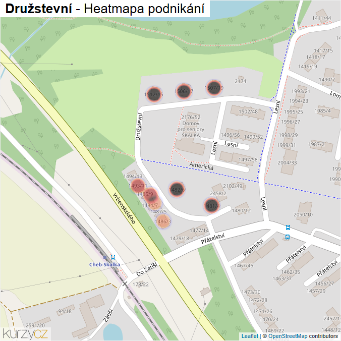 Mapa Družstevní - Firmy v ulici.