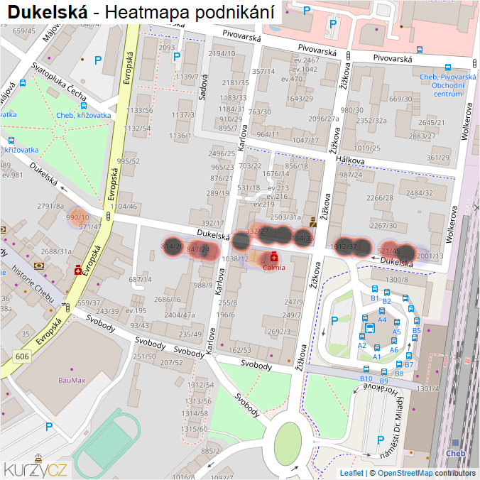 Mapa Dukelská - Firmy v ulici.