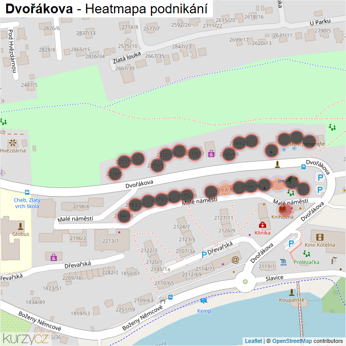 Mapa Dvořákova - Firmy v ulici.