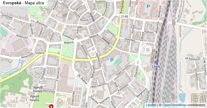 Evropská - mapa ulice