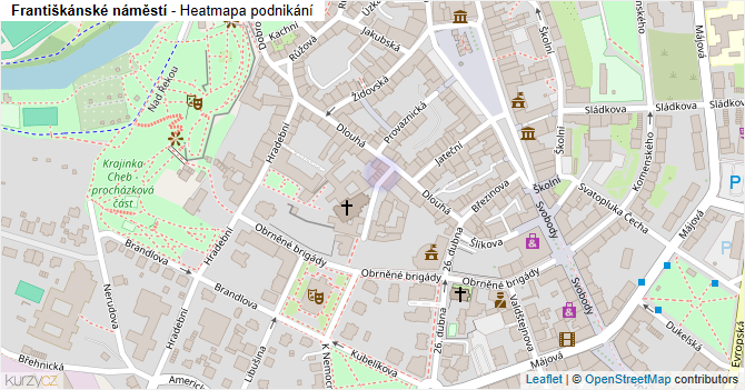 Františkánské náměstí - mapa podnikání