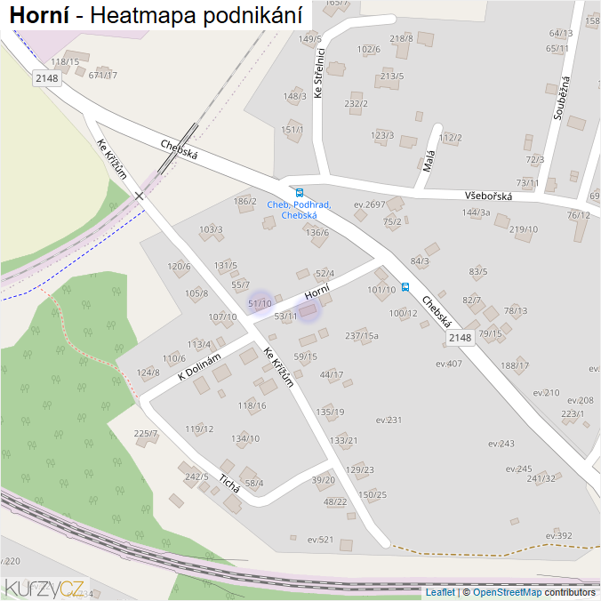 Mapa Horní - Firmy v ulici.