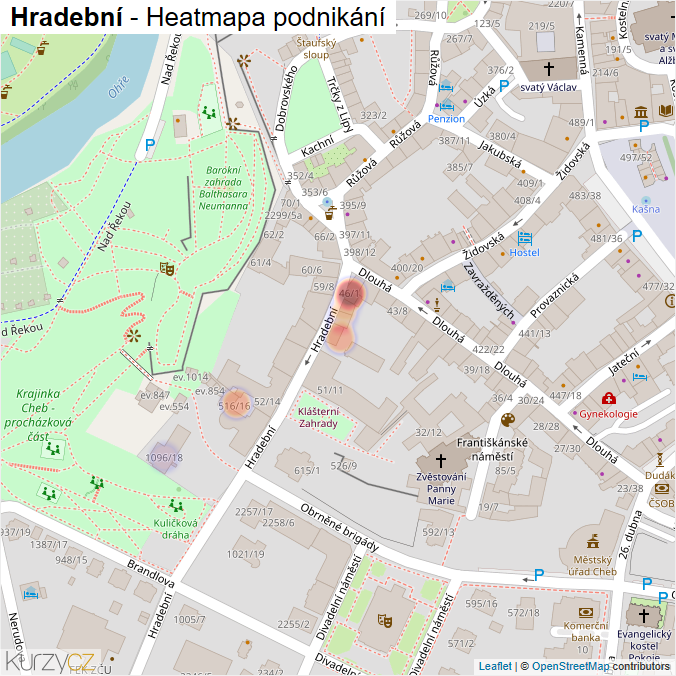 Mapa Hradební - Firmy v ulici.